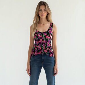Material girl Floral lace Sleeveless Top - Pink and Purple S